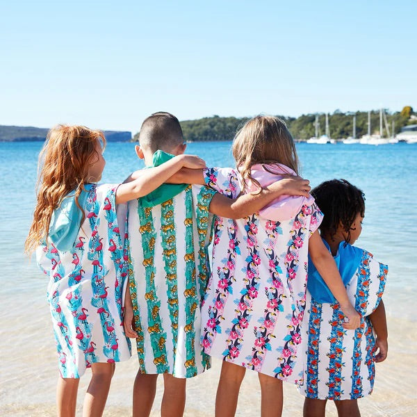 Kids Poncho - Quick Dry Hooded Towel - Monkey Business