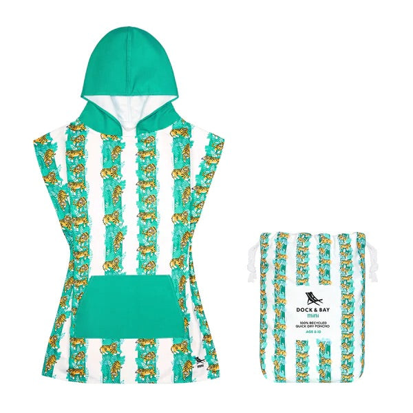 Kids Poncho - Quick Dry Hooded Towel - Easy Tiger