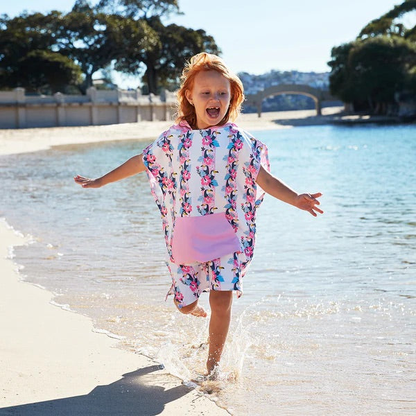 Kids Poncho - Quick Dry Hooded Towel - Toucan Tango