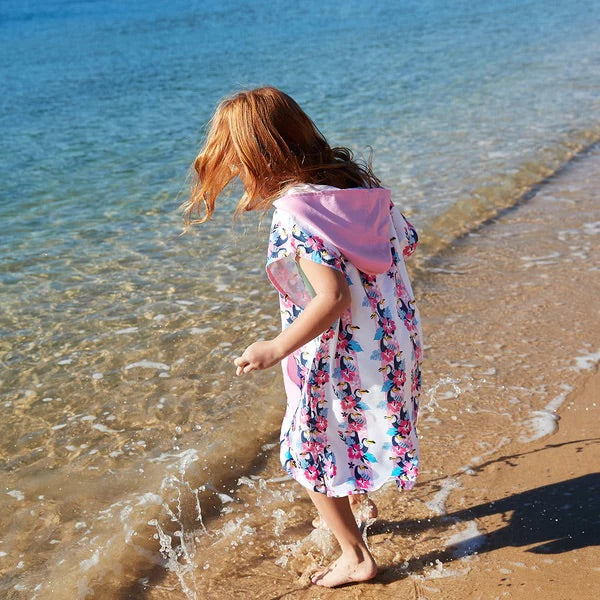 Kids Poncho - Quick Dry Hooded Towel - Toucan Tango