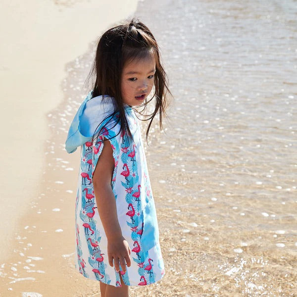 Kids Poncho - Quick Dry Hooded Towel - Flamingo Fever