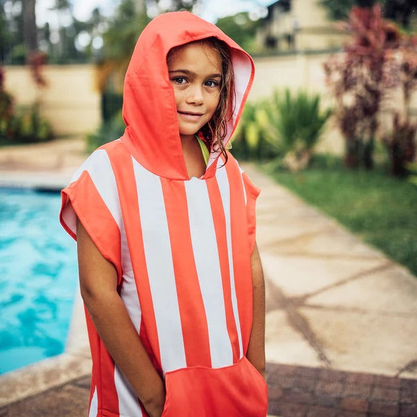 Kids Poncho - Quick Dry Hooded Towel - Waikiki Coral