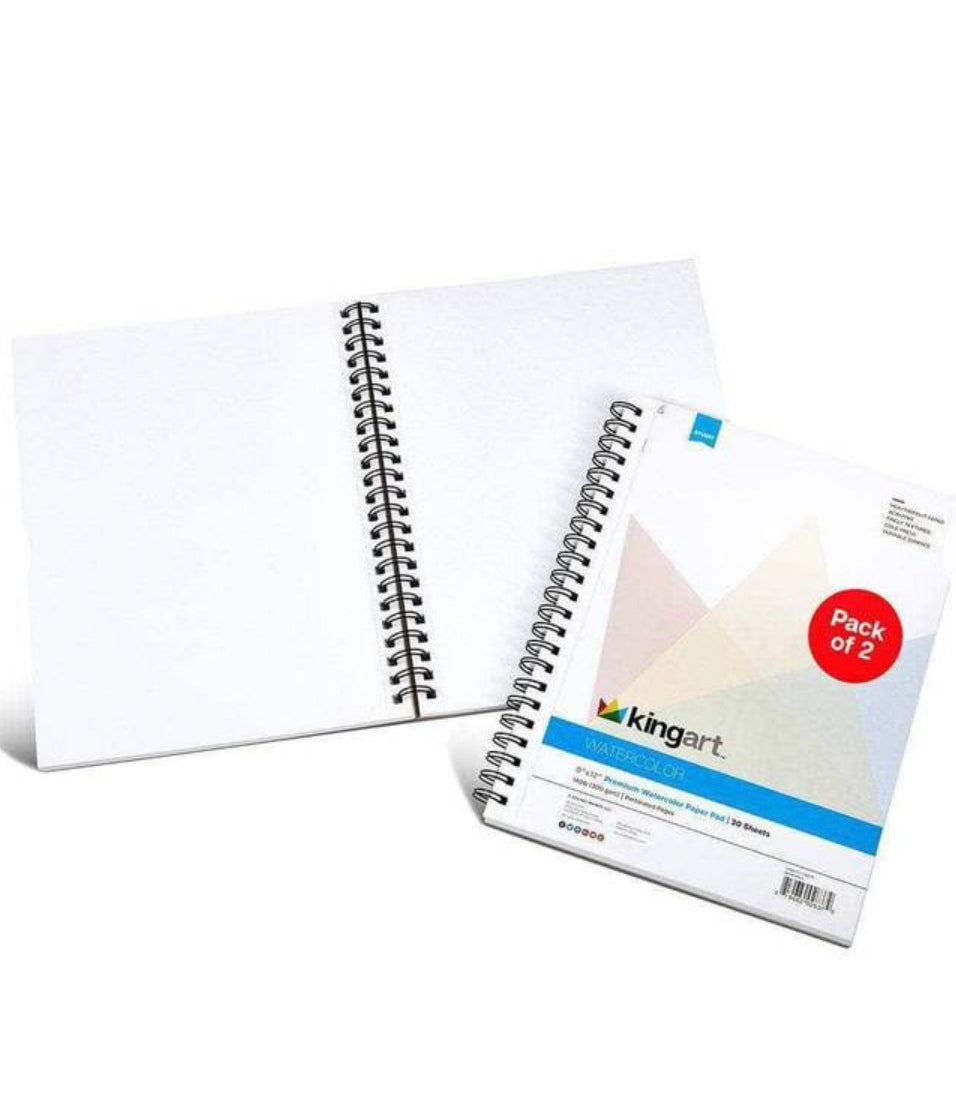 KINGART® Watercolor Paper 2-Pack, Cold Pressed, Acid Free & Perforated, 9 X 12", 30 Sheets (Per Pad)