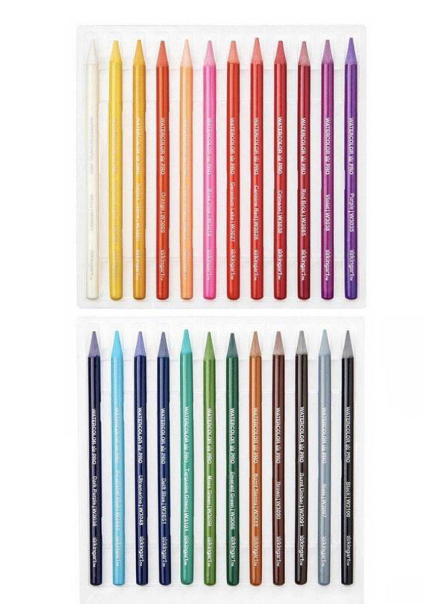 KINGART® PRO Woodless Watercolor Pencils, Set of 24 Colors