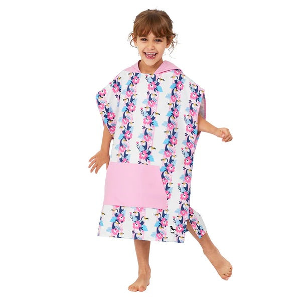 Kids Poncho - Quick Dry Hooded Towel - Toucan Tango