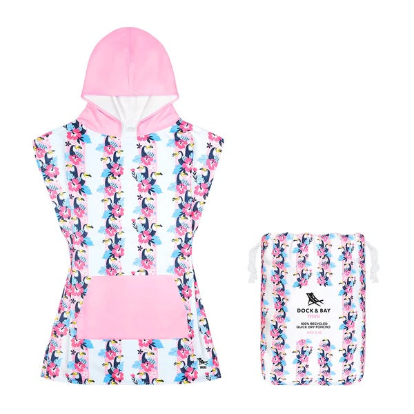 Kids Poncho - Quick Dry Hooded Towel - Toucan Tango