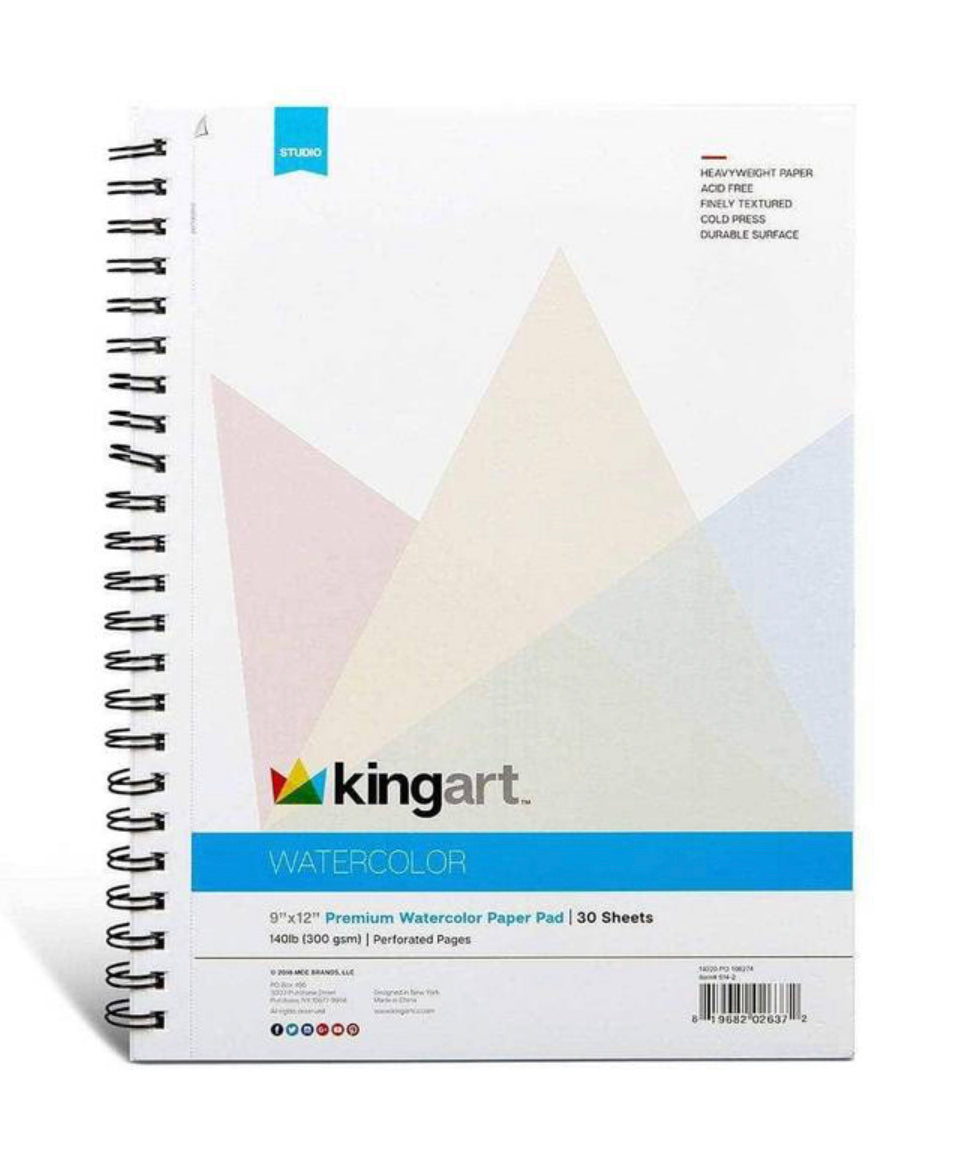 KINGART® Watercolor Paper 2-Pack, Cold Pressed, Acid Free & Perforated, 9 X 12", 30 Sheets (Per Pad)